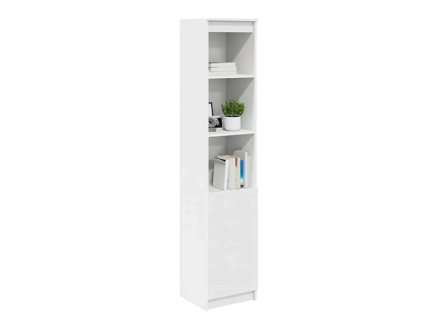 Aparador alto blanco 37,5x35x180 cm madera de ingeniería