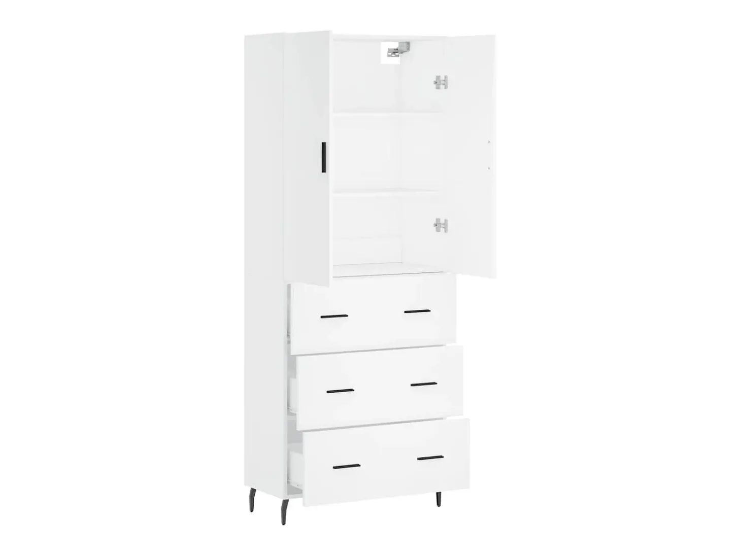 Aparador alto blanco 69,5x34x180 cm Madera contrachapada