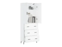Aparador alto blanco 69,5x34x180 cm Madera contrachapada