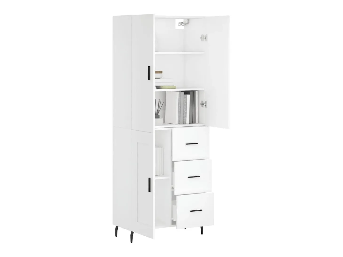 Aparador alto blanco 69,5x34x180 cm Madera contrachapada