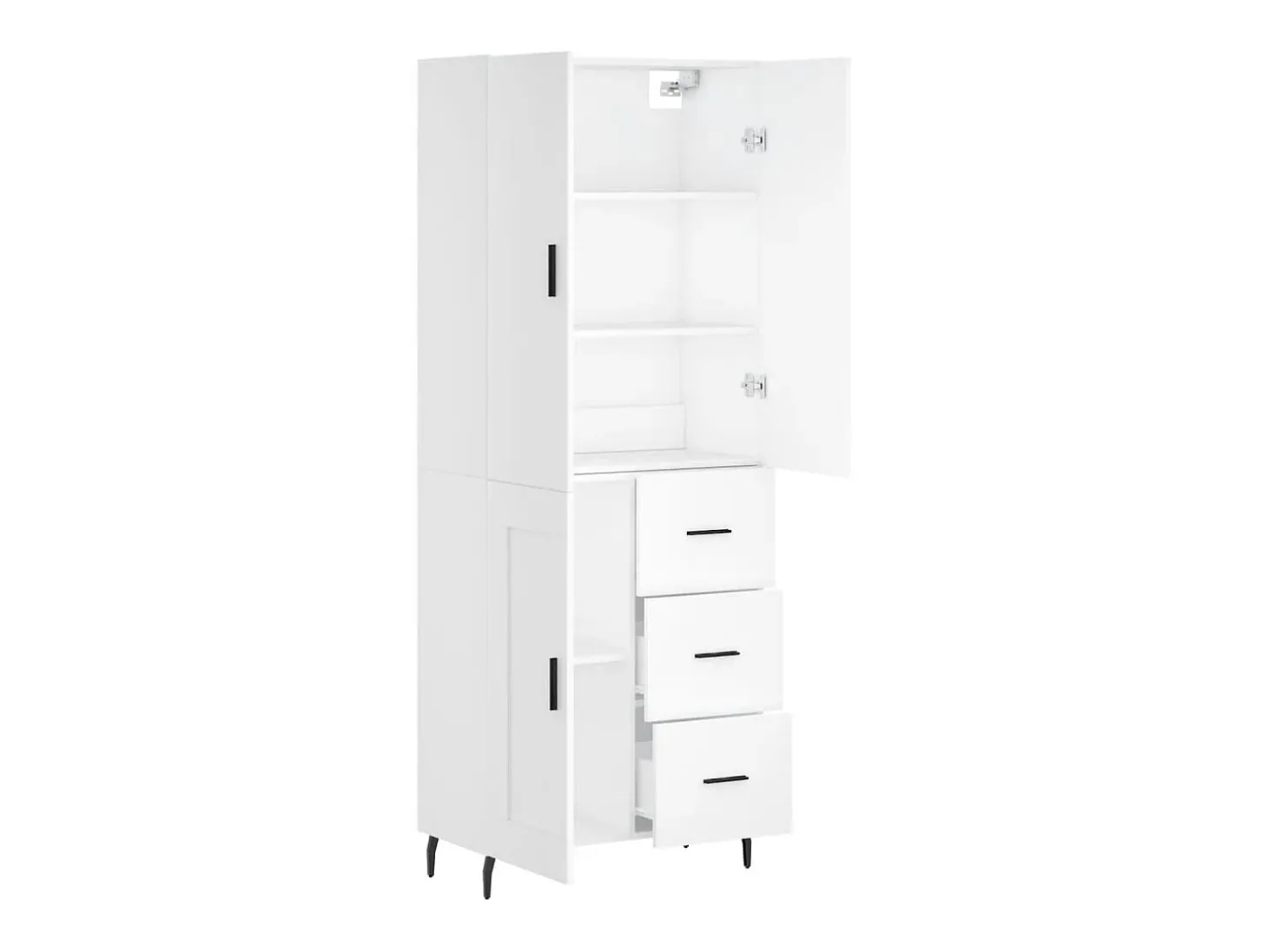 Aparador alto blanco 69,5x34x180 cm Madera contrachapada
