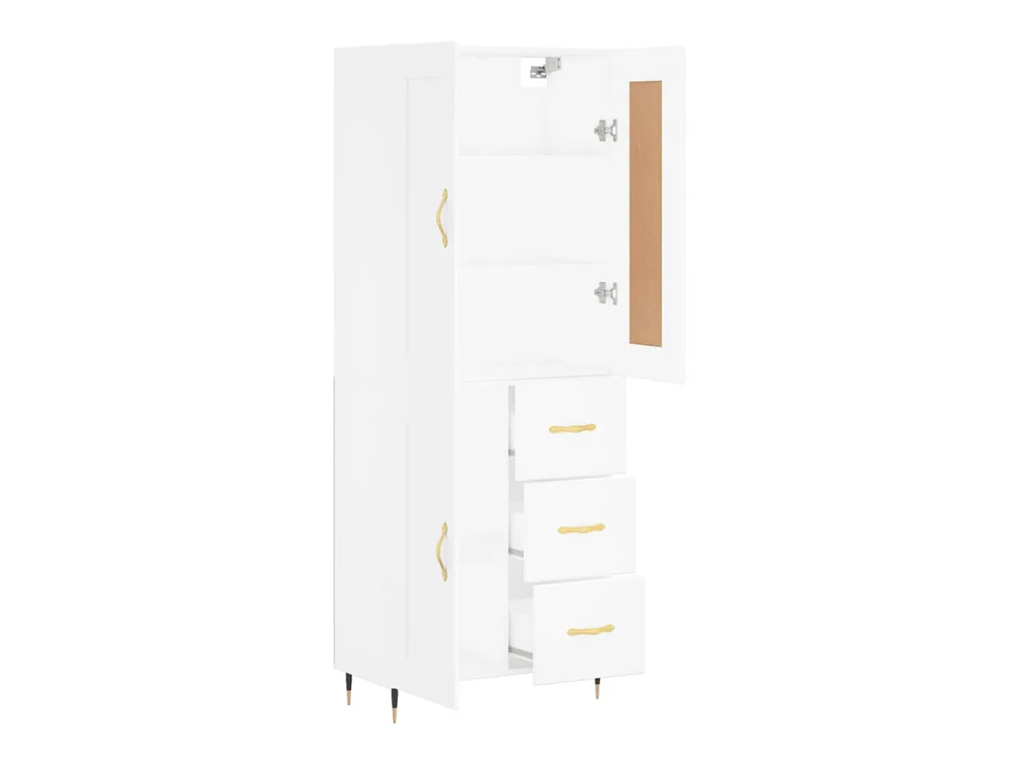 Aparador alto blanco 69,5x34x180 cm Madera contrachapada