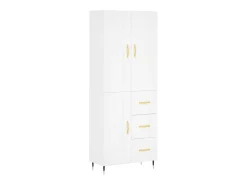 Aparador alto blanco 69,5x34x180 cm Madera contrachapada