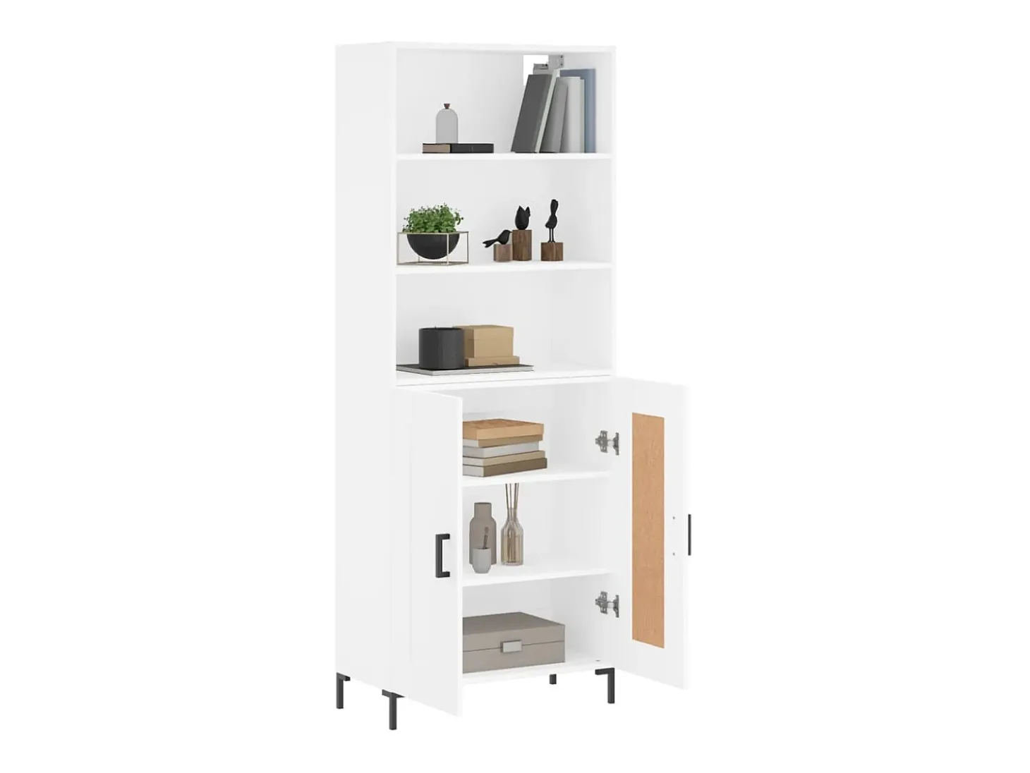 Aparador alto blanco 69,5x34x180 cm Madera contrachapada