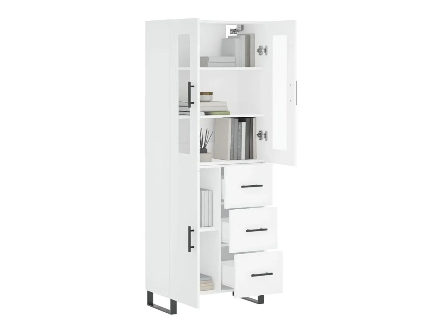 Aparador alto blanco 69,5x34x180 cm Madera contrachapada