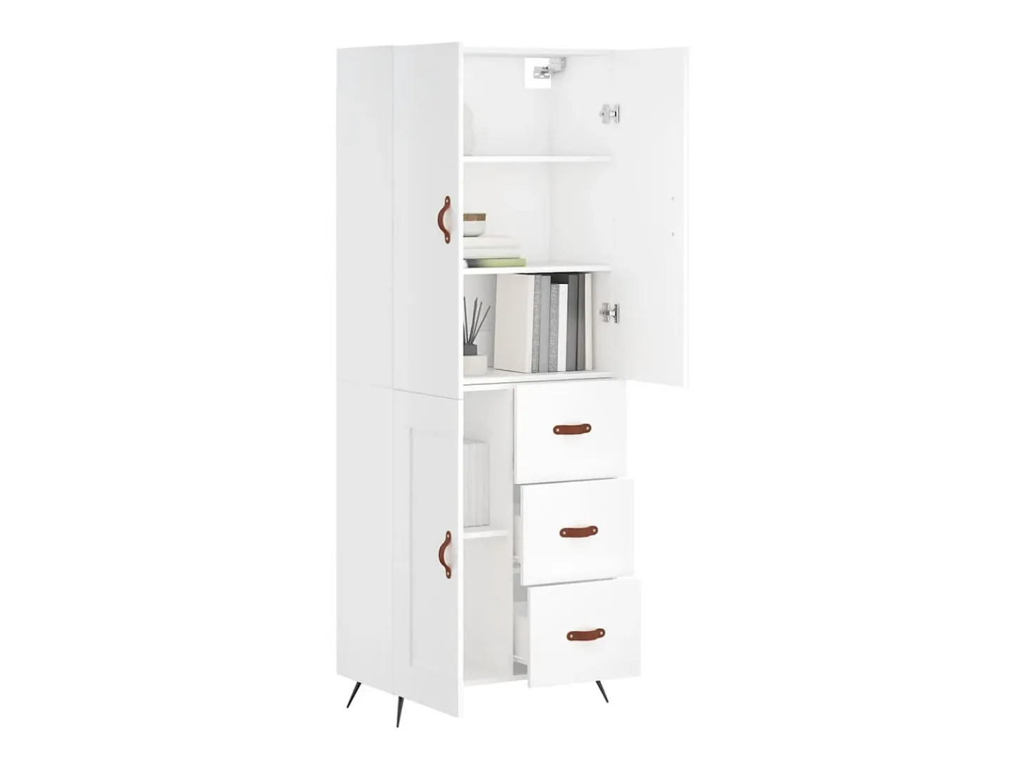 Aparador alto blanco 69,5x34x180 cm Madera contrachapada