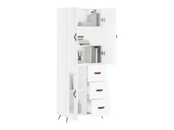 Aparador alto blanco 69,5x34x180 cm Madera contrachapada