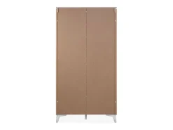 Aparador alto con 3 puertas, 3 estantes, 1 cajón y 2 huecos, acabado travertino y blanco, 88 cm - BERTRIX