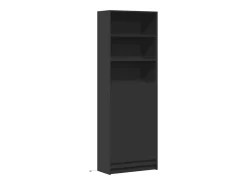 Aparador alto con LED negro 69x32,5x200 cm madera de ingeniería