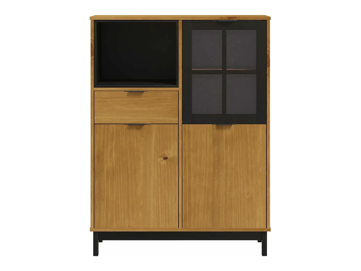 Aparador alto con puerta vidrio FLAM madera pino 92x40x122,5 cm