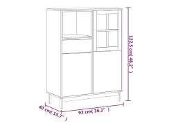 Aparador alto con puerta vidrio FLAM madera pino 92x40x122,5 cm