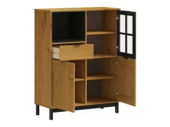 Aparador alto con puerta vidrio FLAM madera pino 92x40x122,5 cm