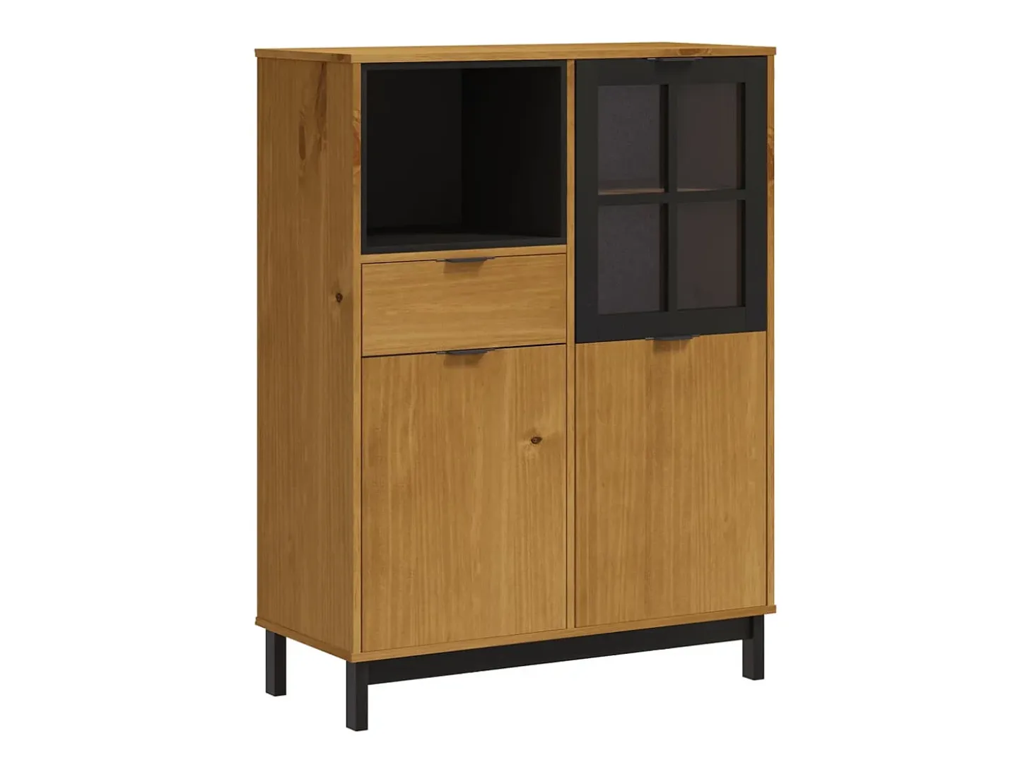 Aparador alto con puerta vidrio FLAM madera pino 92x40x122,5 cm