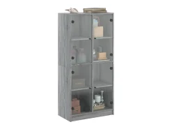 Aparador alto con puertas madera gris Sonoma 68x37x142 cm