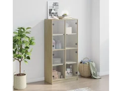 Aparador alto con puertas madera roble Sonoma 68x37x142 cm