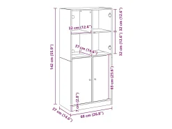 Aparador alto con puertas madera roble artisian 68x37x142 cm