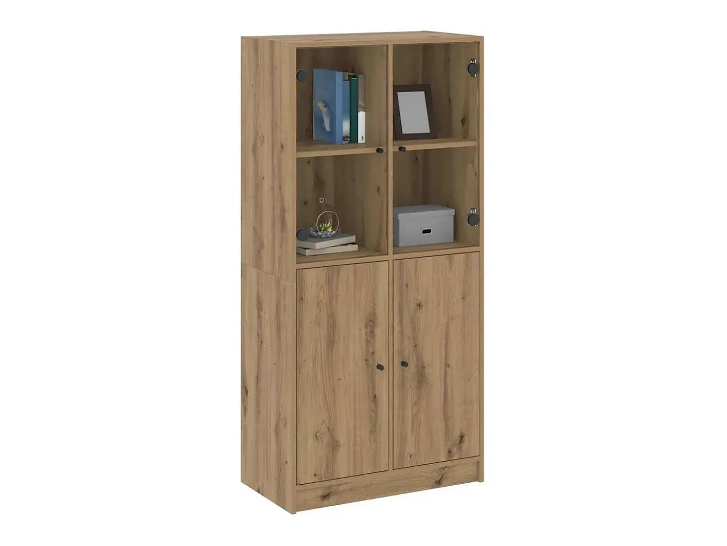 Aparador alto con puertas madera roble artisian 68x37x142 cm