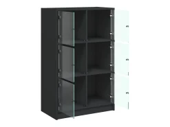 Aparador alto con puertas negras 68x37x109 cm madera contrachapada