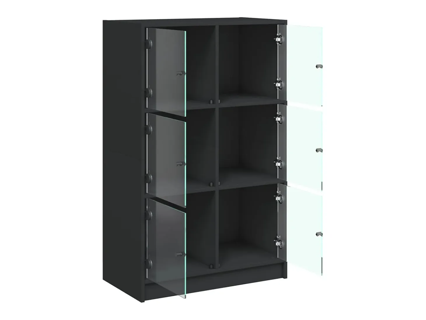 Aparador alto con puertas negras 68x37x109 cm madera contrachapada