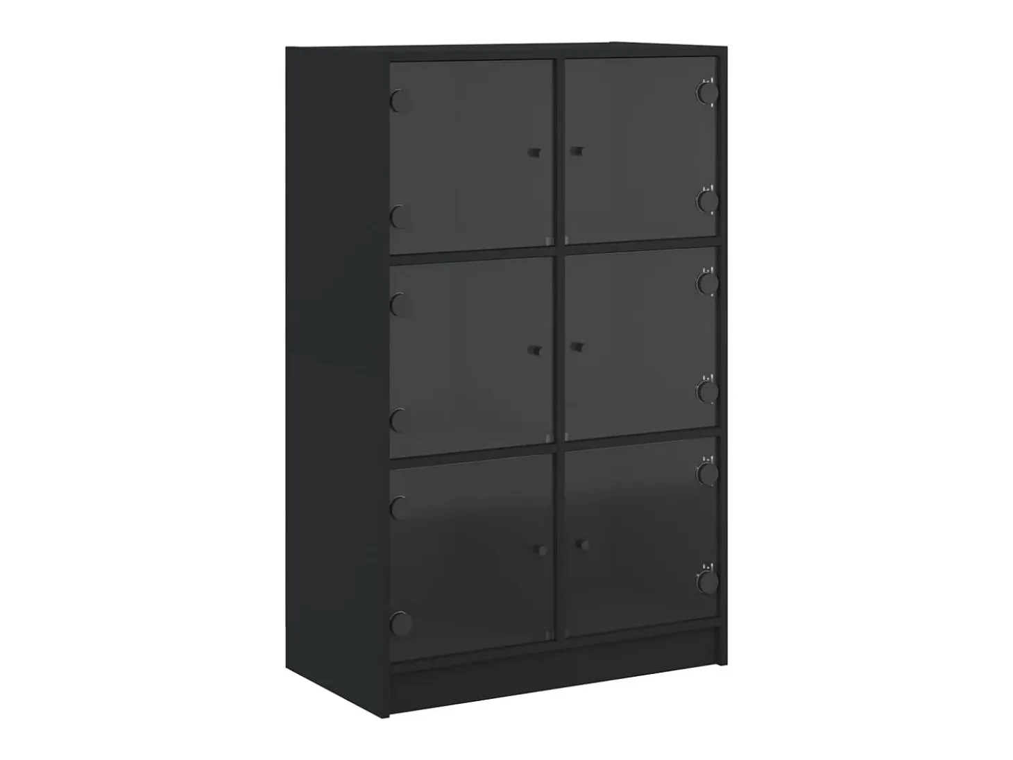 Aparador alto con puertas negras 68x37x109 cm madera contrachapada