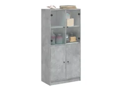 Aparador alto con puertas madera gris hormigón 68x37x142 cm ES744877