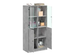 Aparador alto con puertas madera gris hormigón 68x37x142 cm ES744877
