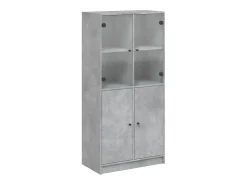 Aparador alto con puertas madera gris hormigón 68x37x142 cm ES744877