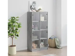Aparador alto con puertas madera gris Sonoma 68x37x142 cm