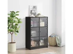 Aparador alto con puertas madera ingeniería negro 68x37x109 cm