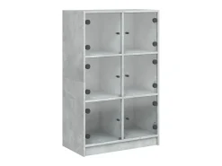 Aparador alto con puertas madera gris hormigón 68x37x109 cm ES217763