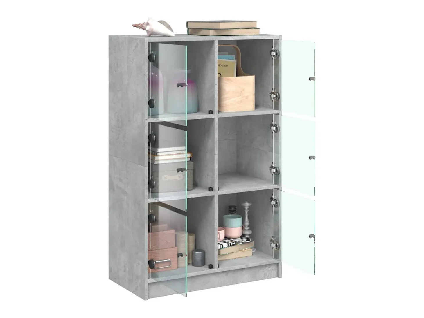Aparador alto con puertas madera gris hormigón 68x37x109 cm ES217763