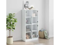 Aparador alto con puertas madera ingeniería blanco 68x37x142 cm ES156858