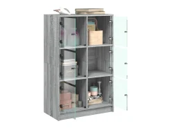 Aparador alto con puertas madera gris Sonoma 68x37x109 cm