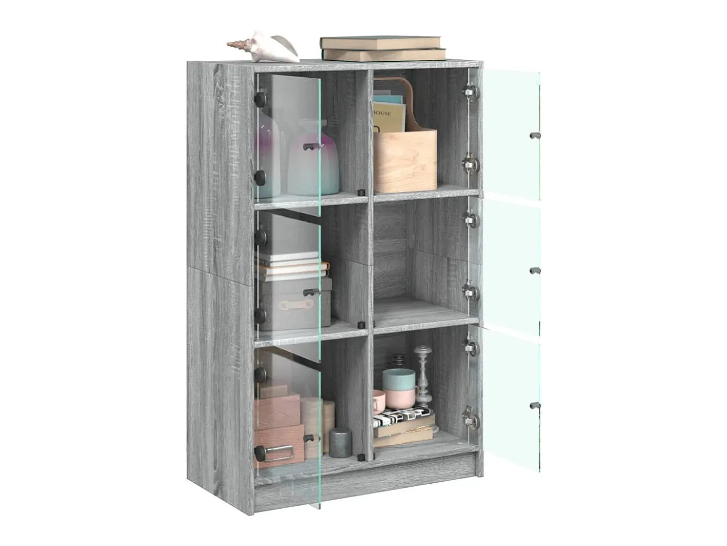 Aparador alto con puertas madera gris Sonoma 68x37x109 cm