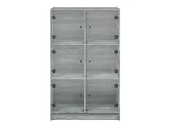 Aparador alto con puertas madera gris Sonoma 68x37x109 cm