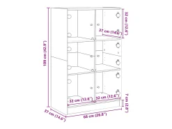 Aparador alto con puertas madera gris Sonoma 68x37x109 cm