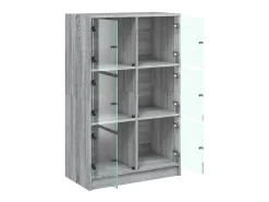 Aparador alto con puertas madera gris Sonoma 68x37x109 cm