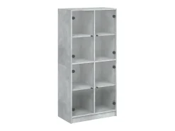 Aparador alto con puertas madera gris hormigón 68x37x142 cm