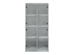 Aparador alto con puertas madera gris hormigón 68x37x142 cm