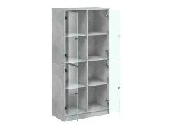 Aparador alto con puertas madera gris hormigón 68x37x142 cm