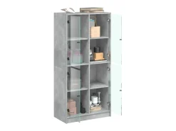 Aparador alto con puertas madera gris hormigón 68x37x142 cm