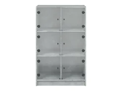 Aparador alto con puertas madera gris hormigón 68x37x109 cm