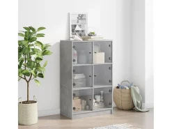 Aparador alto con puertas madera gris hormigón 68x37x109 cm