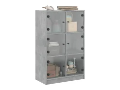 Aparador alto con puertas madera gris hormigón 68x37x109 cm