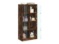 Aparador alto con puertas madera roble ahumado 68x37x142 cm