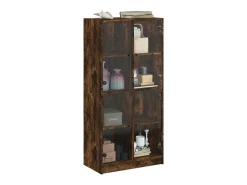 Aparador alto con puertas madera roble ahumado 68x37x142 cm