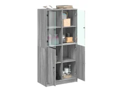 Aparador alto con puertas madera gris Sonoma 68x37x142 cm ES649856