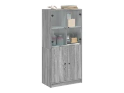 Aparador alto con puertas madera gris Sonoma 68x37x142 cm ES649856