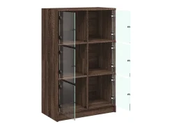 Aparador alto con puertas madera roble marrón 68x37x109 cm