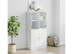 Aparador alto con puertas madera ingeniería blanco 68x37x142 cm